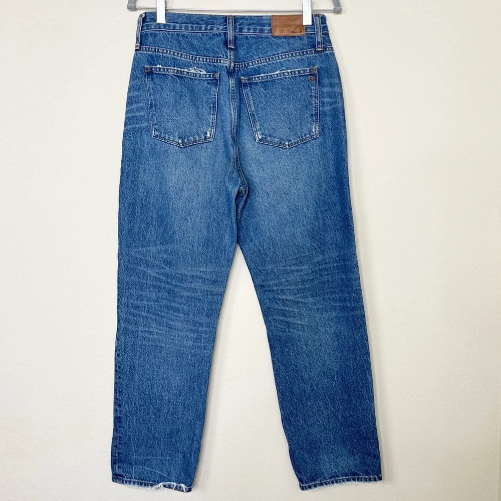 Madewell Classic Straight Jeans in Jade Wash: Knee-Rip Edition J7951 Size 27 - Picture 8 of 15